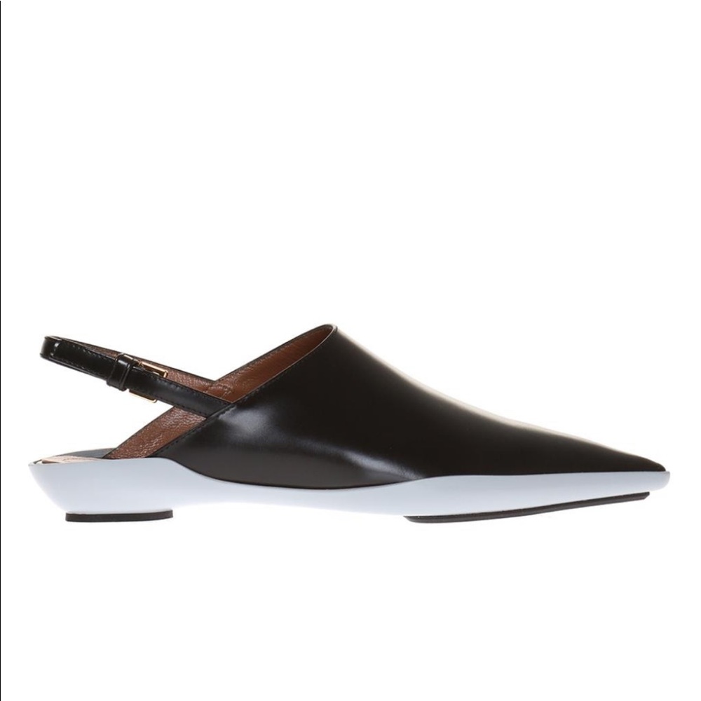 Marni Slingback Leather Flat Pointed Toe Shoes